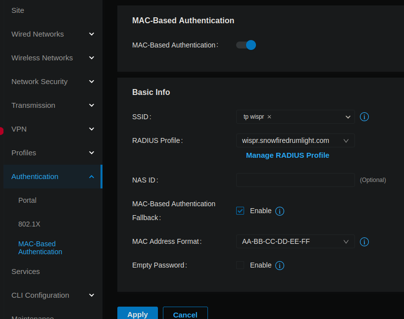 omadapro mac based auth