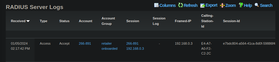 access accept response to vSZ RADIUS