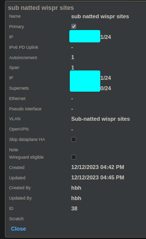 Subnatted wispr sites address